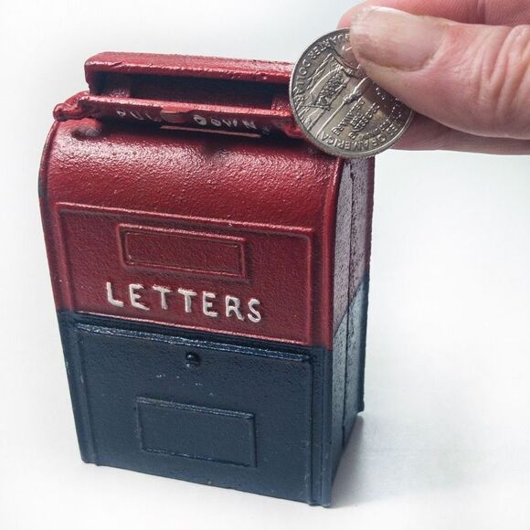 VTG Cast Iron US Post Office Mail Novelty Coin Bank - Picture 8 of 8